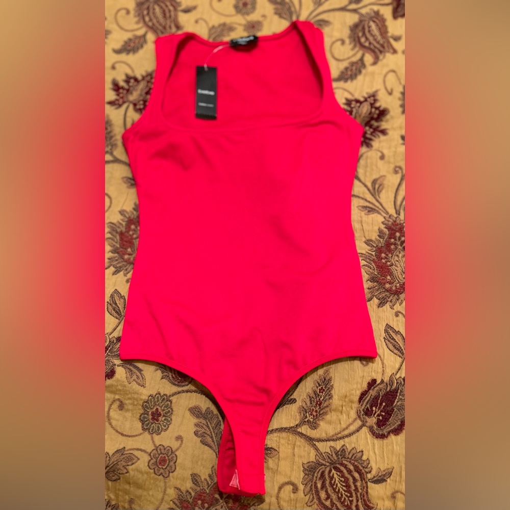 Bebe Red Bodysuit New With Tags  thong style with button closure